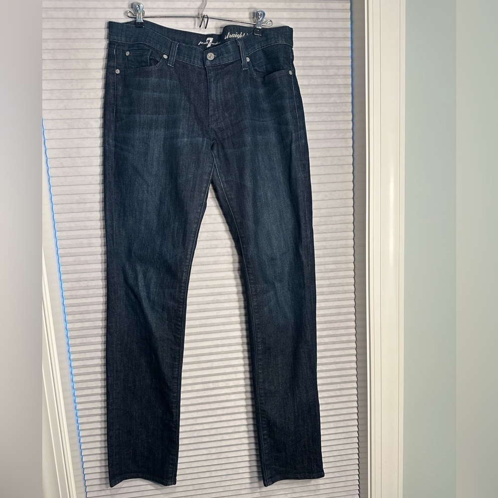 7 for All Mankind dark wash straight leg jeans